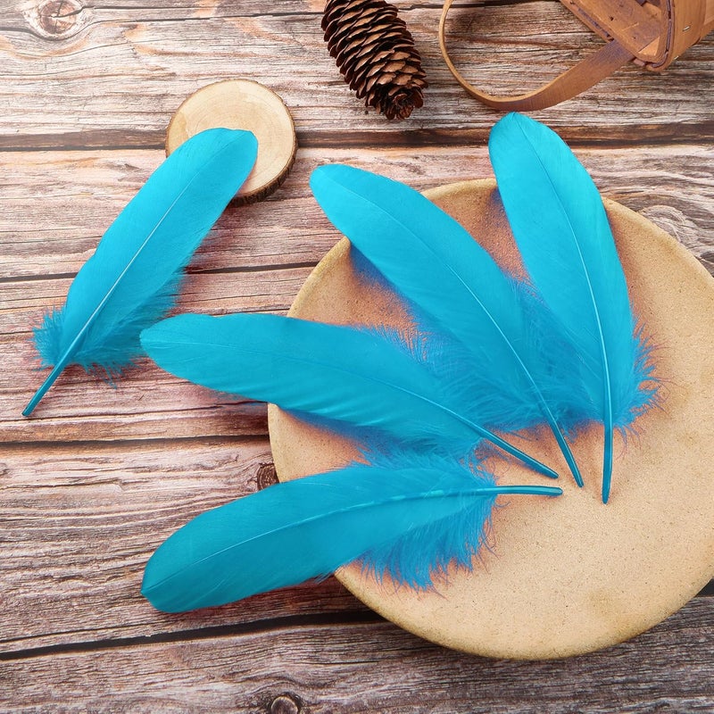 Ballinger Turquoise Craft Feathers Bulk - 120Pcs 6-8inch Goose Feathers for DIY Crafts Halloween Decorations, Jewelry,Cosplay and Clothing Accessories - Image 4